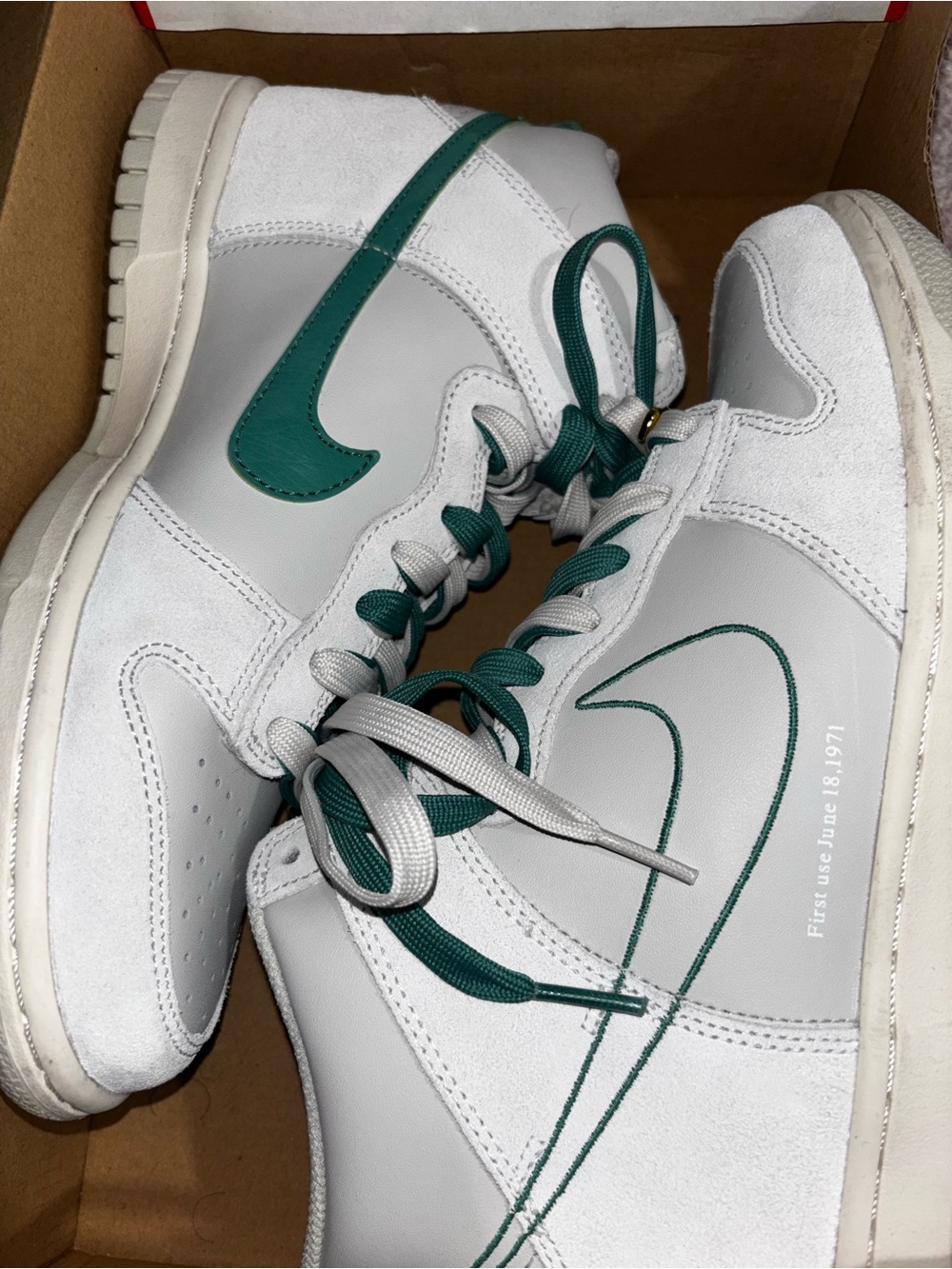 Nike Mid-Top Sneakers in Bone and Sail Green